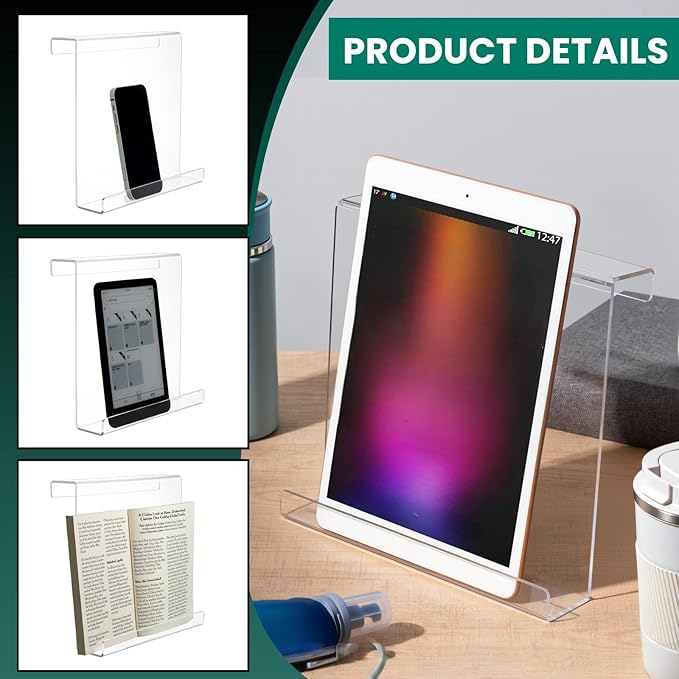 Jetec Treadmill Book Holder, Clear Acrylic Reading Rack for Treadmill Tablet Rack Universal Holder Tablet Magazines Books for Gym Exercising(9 x 8 x 1.5 Inches)