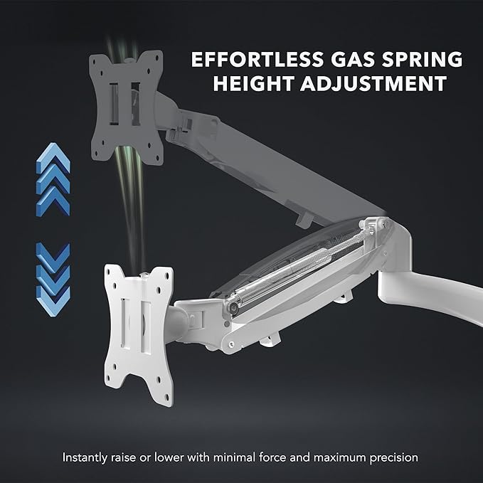 Mount-It! Triple Monitor Mount with USB-C and USB-A Ports, 3 Monitor Desk Mount with Gas Spring Arms for Easy Height Adjustment, Full Motion Design Supports Computer Monitors Up to 32", White