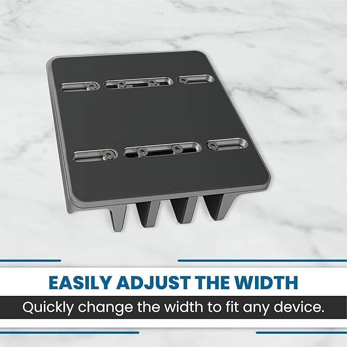 Elestoria 5- Slot Vertical Laptop Stand - Aluminum Laptop Stand Vertical for Desk - Fits MacBook Pro/Air, Surface, Mobiles & Gaming Laptops up to 17.3" - Heavy Duty Laptop Holder for Desk - (Black)