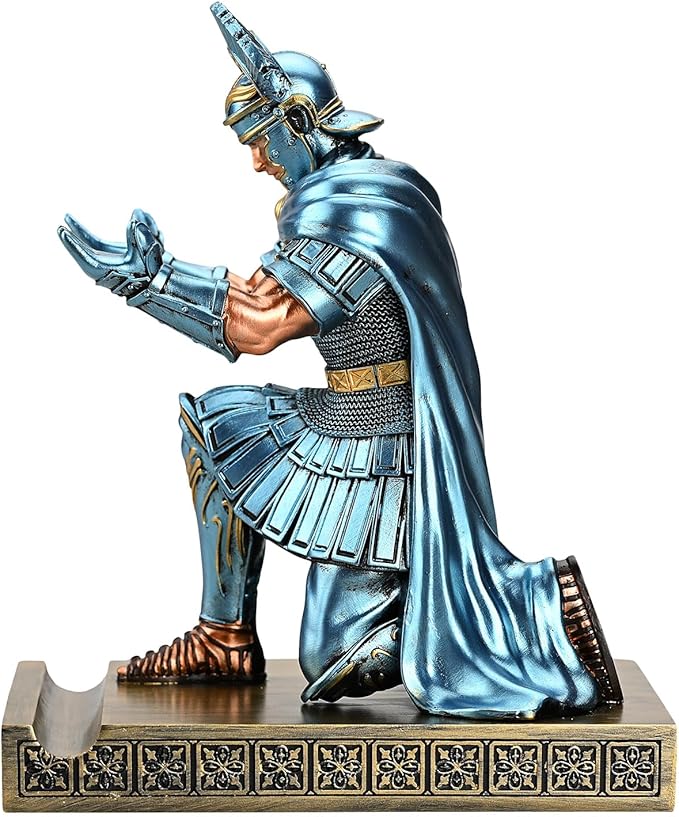 Centurion Cloak Warrior Knight Pen Holder Mobile Phone Stand Desk Organizers and Accessories as Gift for Office and Home (Blue)