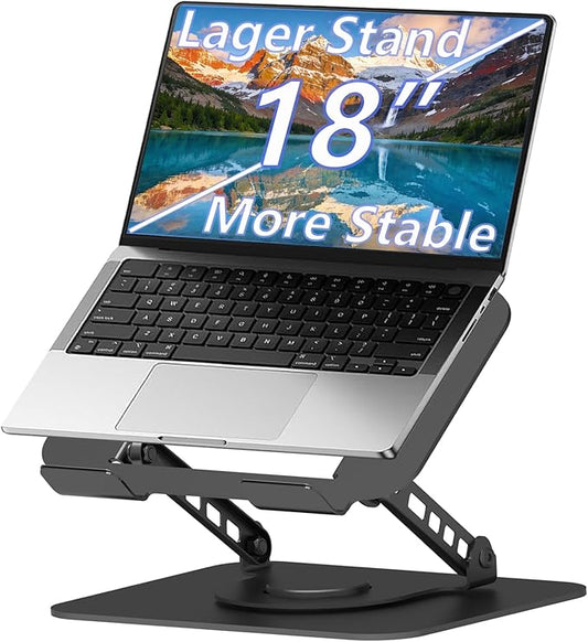 Adjustable Laptop Stand, 360 Rotating Computer Riser, Stable Base Stand Holder for MacBook Pro/Air Notebook up to 18 Inches, Black