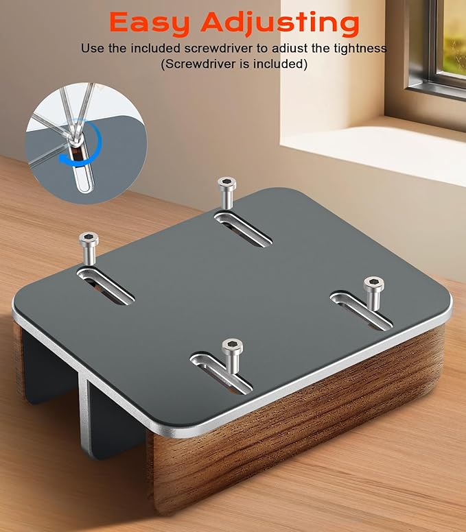 Vertical Laptop Stand, Walnut Dual Laptop Holder with Adjustable Aluminum Alloy Base Laptop Stand Compatible with All MacBok/Surface/Samsung/HP/Dell/Chrome Book (Silver)