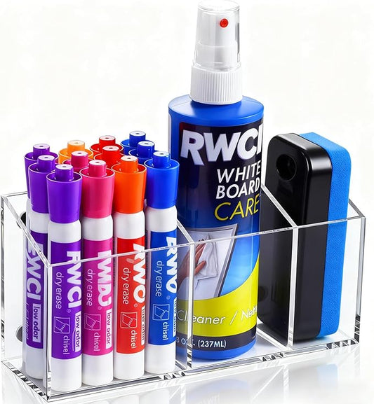 Magnetic Dry Erase Marker Holder for Whiteboard, Non-slip Acrylic Magnet Pen Holder for Fridge Refrigerator,Locker Organizer, Locker Accessories, Pencil Cup for Desk, Marker Organizer