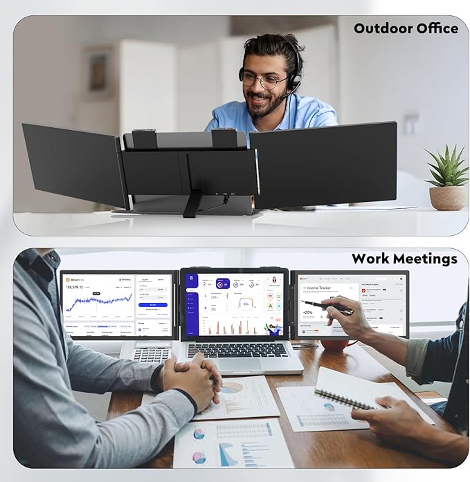 HONGO Laptop Screen Extender -Portable Monitor with Dual Screen 14" -Laptop Monitor Extender Compatible with Windows Mac for Travel Work Fits 14"-16" Laptops