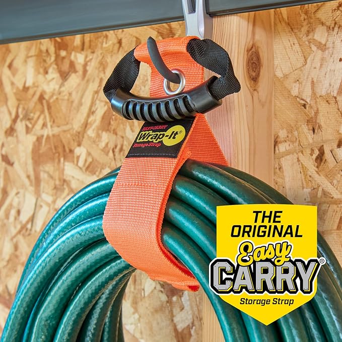 Easy-Carry Wrap-It Storage Straps - 22” (2-Pack) Blaze Orange with Grommet - Extension Cord Storage Holders and Carrying Straps for Garden Hose Storage