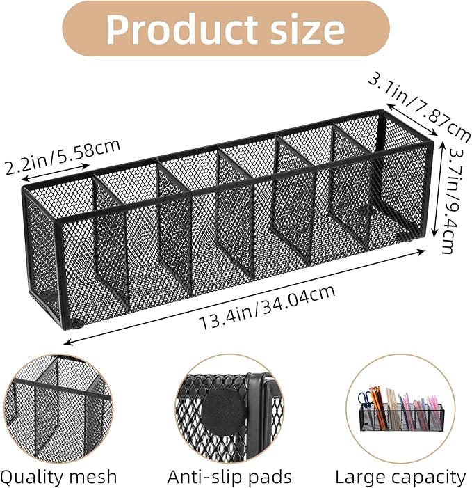 2 Pcs Mesh Desk Organizer Metal Mesh Pen Holder Desktop Stationery Pencil Caddy Organizer Basket