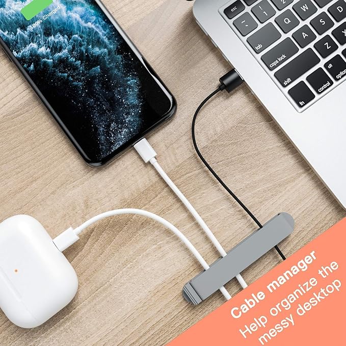 pzoz Cable Clips, 3 Pack Cord Organizer Charger Cable Management for Organizing Home Office Desk Phone Car Cable Wire, Self Adhesive Cord Holders (Gray)