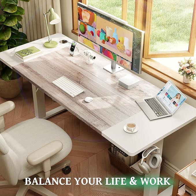 SIAGO Electric Standing Desk Adjustable - 63 x 24 Inch Sit Stand up Desk with Cable Management - 3 Memory Preset Adjustable Height Table