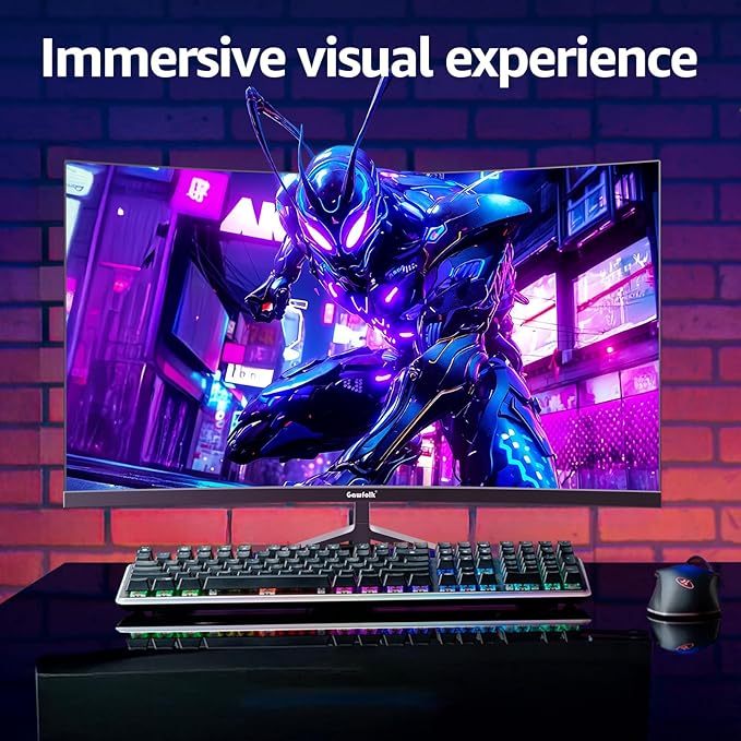 Gawfolk 27 inch Curved Gaming Monitor,144Hz/180Hz PC Monitor Full HD 1080P, Frameless 1800R Computer Display with FreeSync & Eye-Care Technology, Wall Mountable, DP, HDMI Port (Black)