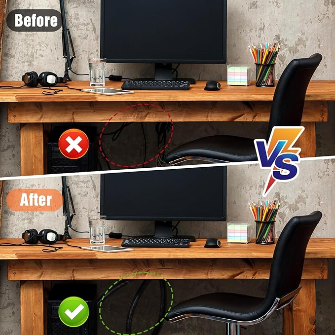 Sasylvia 1/4", 1/2", 3/8" x 300 Ft Split Wire Loom Tubing Automotive Wire Loom Assortment Split Cable Sleeves Bulk Flexible Electrical Conduit Protective kit