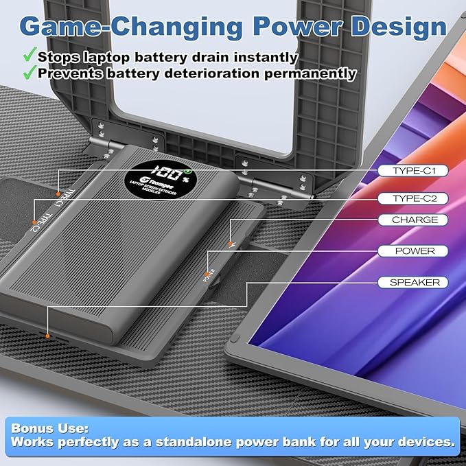 Teamgee 15.6" Laptop Screen Extender with Power Bank, FHD 1080P Triple Monitor, Driver-Free Plug & Play for 13-17" Laptops (HDMI/USB), Home Office/Small Business, Windows/Mac/Android