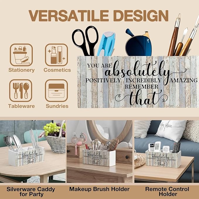 You Are Inspirational Pen Pencil Holder Organizer for Desk Accessories, Motivational Gifts for Coworkers, Encouragement Gifts Wooden Box Signs Decorations for Home Office Desk Tabletop