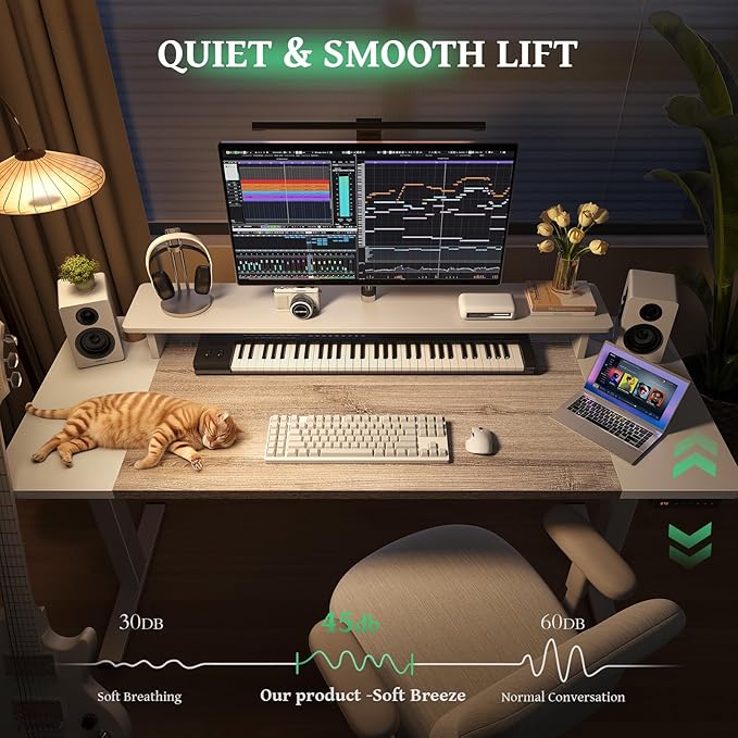 SIAGO Electric Standing Desk Adjustable - 63 x 24 Inch Sit Stand up Desk with Cable Management - 3 Memory Preset Adjustable Height Table