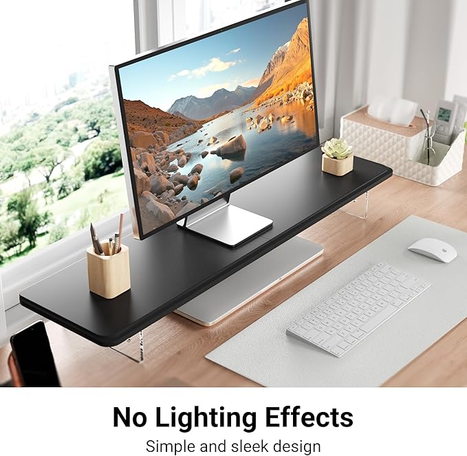 Monitor Stand Riser,31.5-Inch LED Light Wood Computer Monitor Stand with Adjustable Acrylic Legs,Desk Accessories Desktop Organizer Stand for, Computer,Laptop,Printer,PC TV Screen Riser,Black