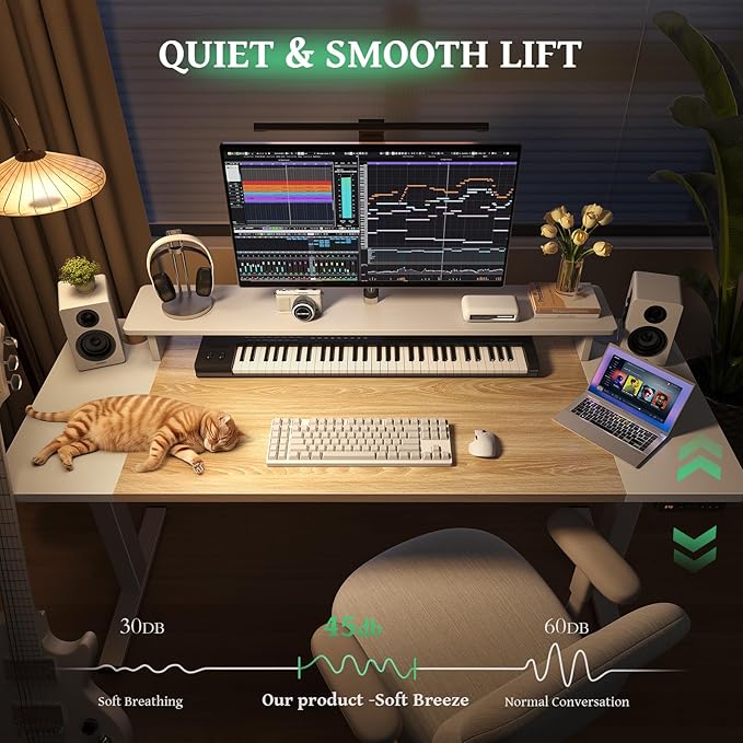 SIAGO Electric Standing Desk Adjustable - 48 x 24 Inch Sit Stand up Desk with 0.8 Inch Thick Tabletop - Adjustable Height Table with 3 Memory Preset, Cable Management for Home Office