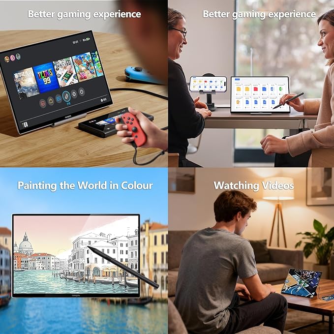 Portable Monitor Touchscreen for Mac 13.3" 2.5K Touch Screen Monitor with Protective Sleeve, USB-C Plug & Play 1500:1 0.22" Ultra-Thin Laptop Screen Extender for Mac Laptop PC Switch