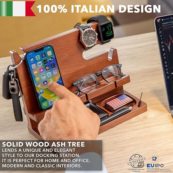 Greta Oto Wooden Personalized Docking Station, gift for men, Fathers Day Gift, Personalized Gifts