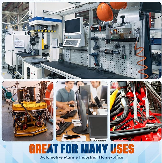 Sasylvia 1/4", 1/2", 3/8" x 15 ft Split Wire Loom Tubing Automotive Wire Loom Assortment Split Cable Sleeves Bulk Flexible Electrical Conduit Protective Kit