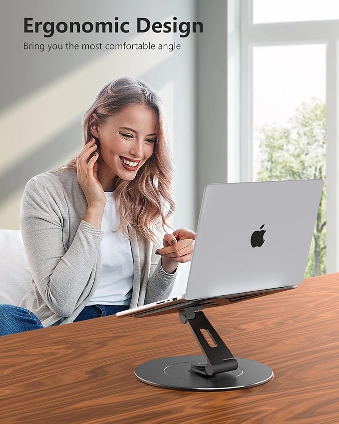 Ultra-Stable Laptop Stand for Desk with Larger Base, Desktop Organizer, Military-Grade Aluminum Anti-Loosening Structure - Height Adjustable Laptop Suitable for 10-17.3 inch