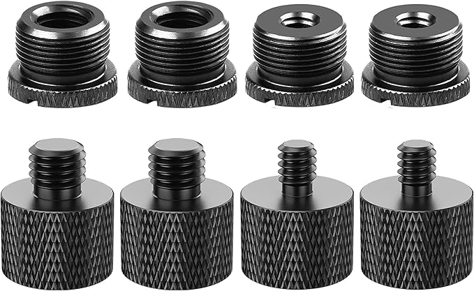 IXTECH Mic Stand Adapter Set 8 pieces Metal Microphone Stand Screw Thread Adapter 5/8 Female to 3/8 Male 3/8 Female to 5/8 Male 5/8 Female to 1/4 Male 1/4 Female to 5/8 Male Tripod Adapter