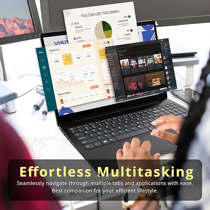 Lenovo 15.6" FHD Laptop Computer for Home Student Study and Business, Intel Dual-Core Processor, 8GB DDR4 RAM, 256GB PCIe SSD, WiFi 6, Bluetooth 5.2, RJ-45, HDMI