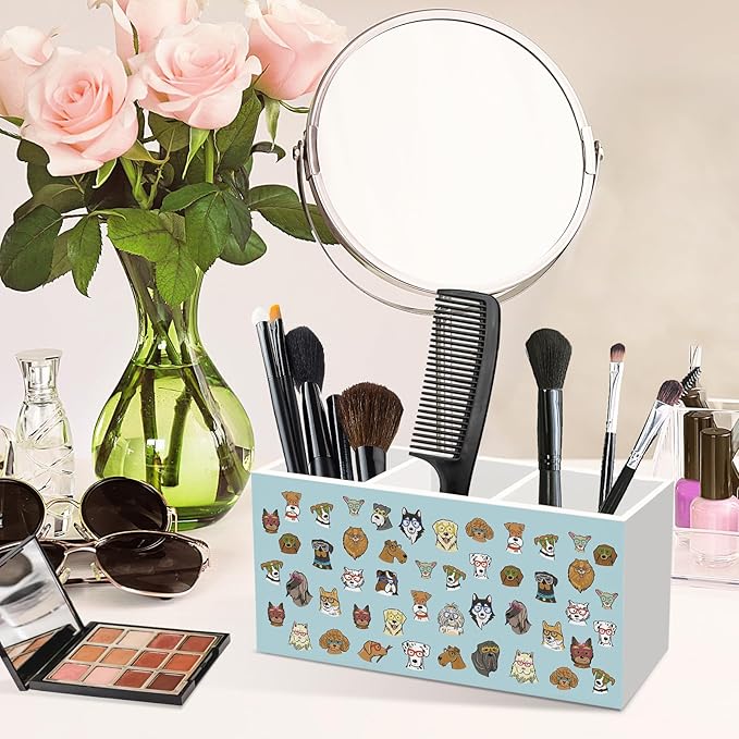 Funny Dog Pen Pencil Holder for Desk, Cute Dogs Office Desk Accessories, Funny Dogs Animal Makeup Brush Toothbrush Holders Organizer for Dog Lovers Women Office Classroom Bathroom