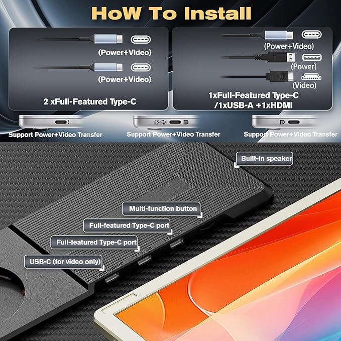 Teamgee 15.6" Laptop Screen Extender | Portable Monitor for 13-17” Mac/Windows Laptops | 120% sRGB FHD, Metal Stand, 235° Rotation, Ideal for Hybrid Work