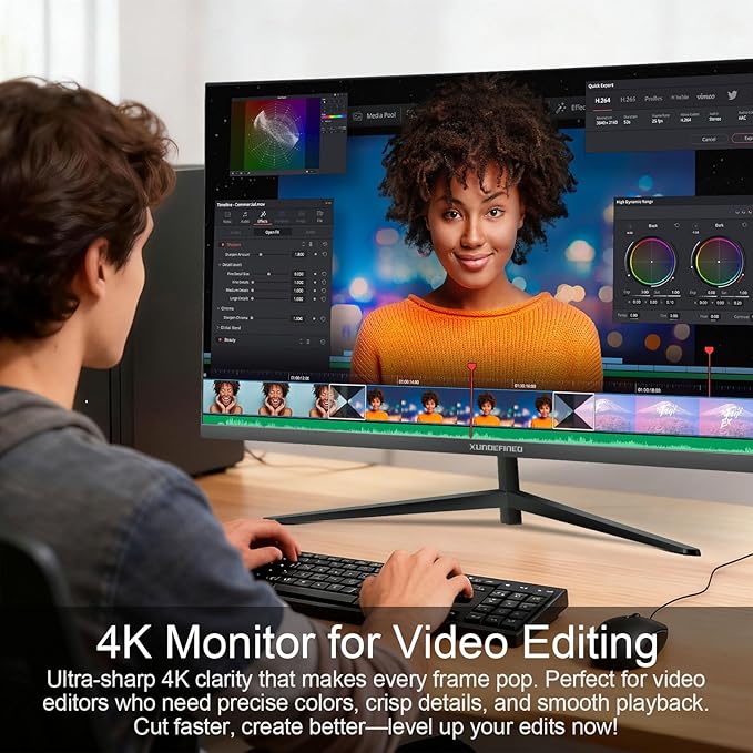 32 Inch 4K UHD Monitor, 3840 x 2160 Fast IPS Computer Monitor, 3000:1 Contrast, sRGB 120%, Blue Light Filter, Free-Sync, Zero Frame Screen With HDMI, DisplayPort for Home and Office, VESA(100x100mm)