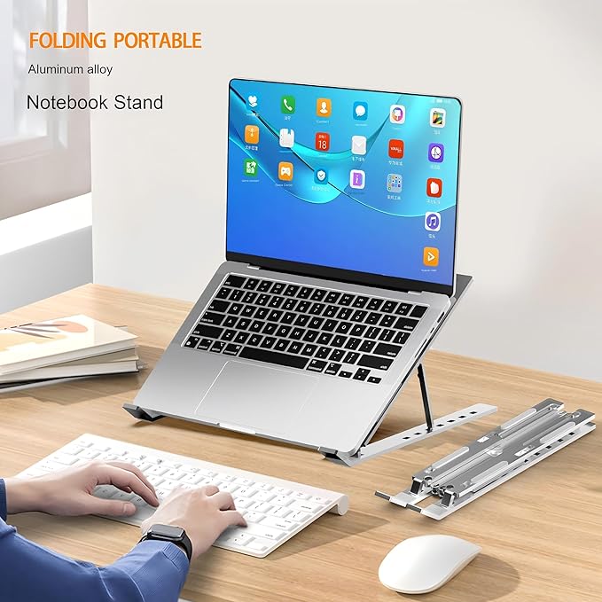 Adjustable Laptop Stand,Ergonomic Laptop Holder,Foldable Laptop Stand,Compatible with MacBook Air/Pro, Dell, HP, Lenovo & All Laptops,Ergonomic Design,Portable & Sturdy
