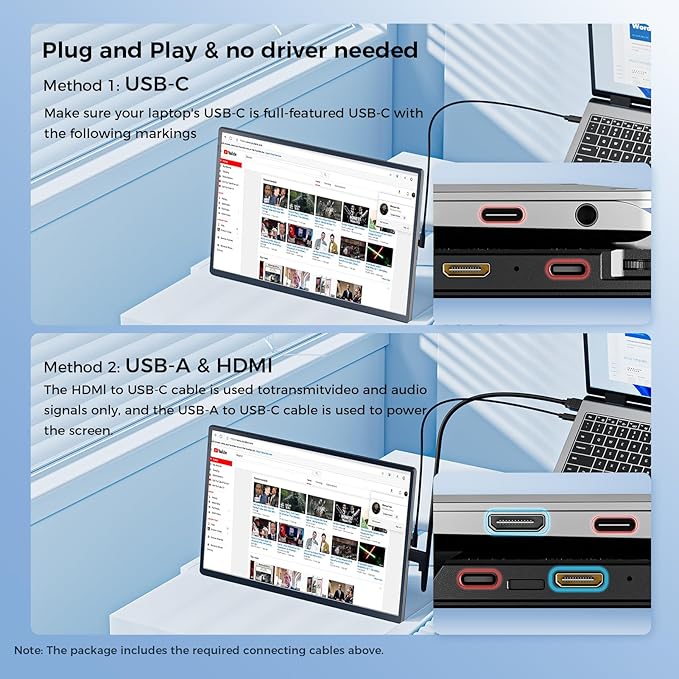 Laptop Screen Monitor Extender,1080P FHD Portable Monitor for Laptop, Built-in Speaker and Adjustable Backstand, Triple Screen Extender Compatible with Wins/MacOS/Chrome (Black, Dual-16Inch)