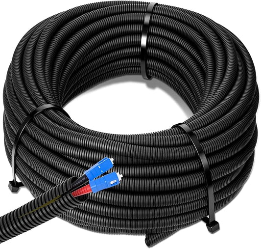 Sasylvia Split Wire Loom Cord Protector Tubing Split Conduit Protector Tubing Convoluted Tube Flexible Electrical Wire Cover Protective Sleeves(1/4" X 150 ft,Black)