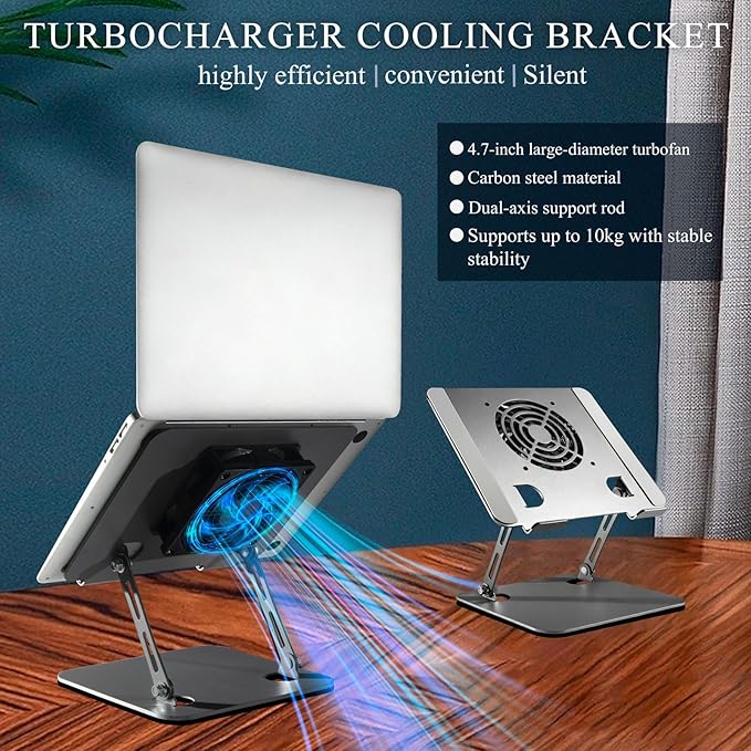 Laptop Stand for Desk, Laptop Riser with Active Cooling Fan, Widely Compatible with MacBook and Other Computer Accessories、Computer Stand for Laptop