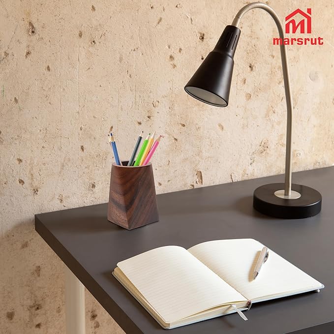 Wooden Pencil Holder, Walnut Wood Pen Cup, Desk Accessories, 4 Inch Organizer Caddy Stand, Vintage Rustic Box for Desktop, Men Supplies, Makeup Brushes, Stationery, Offices Decoration