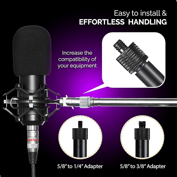 IXTECH Mic Stand Adapter Set 8 pieces Metal Microphone Stand Screw Thread Adapter 5/8 Female to 3/8 Male 3/8 Female to 5/8 Male 5/8 Female to 1/4 Male 1/4 Female to 5/8 Male Tripod Adapter