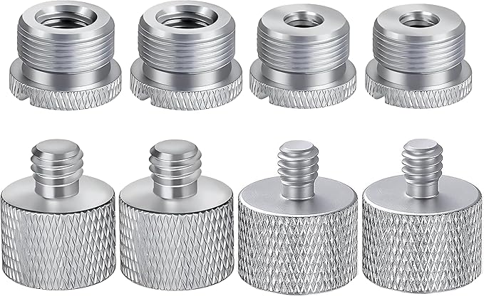 IXTECH Mic Stand Adapter Set - 8pcs Metal Tripod Adapter - 5/8" to "3/8" & "1/4" Male/Female Threads - ADP01 Silver