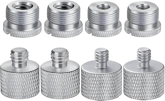 IXTECH Mic Stand Adapter Set - 8pcs Metal Tripod Adapter - 5/8" to "3/8" & "1/4" Male/Female Threads - ADP01 Silver