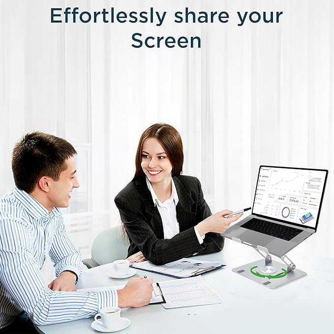 Uncaged Ergonomics Swivel Laptop Stand for Desk, Adjustable Computer iPad Stand for Desk w/ 360 Rotation, Portable Laptop Holder for Home Office Ergonomic Supplies