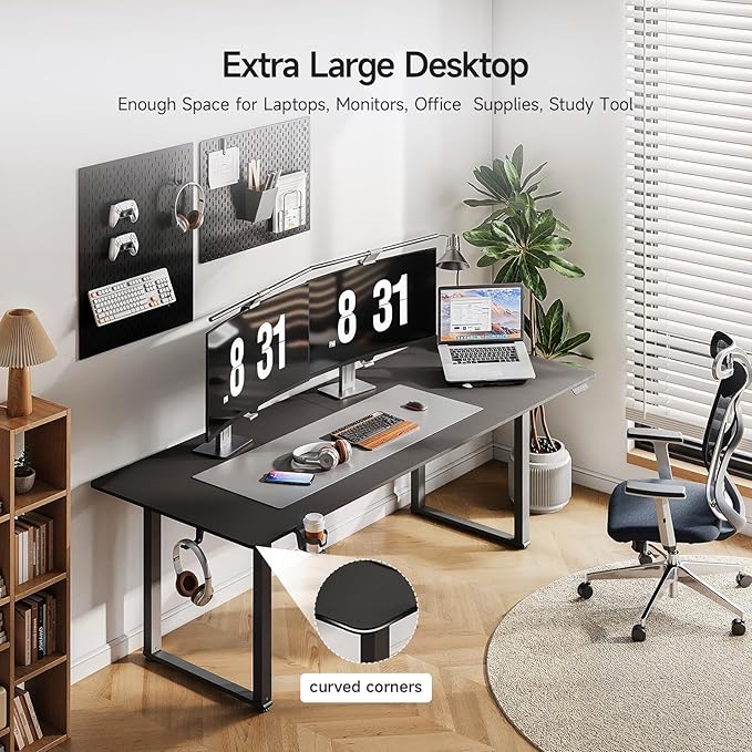 ONBRILL Standing Desk, 71x32 Inches Rectangle Stand Up Desk with 4 Legs, Dual Motor and Memory Controller, Adjustable Height from 28-46 Inches for Home and Computer Workstation, Black