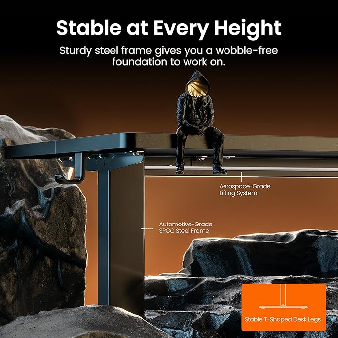 ErGear Height Adjustable Electric Standing Desk, 31.5 x 18.9 Inches Sit Stand up Desk, Memory Computer Home Office Desk with Two-Piece Desktop (Black)