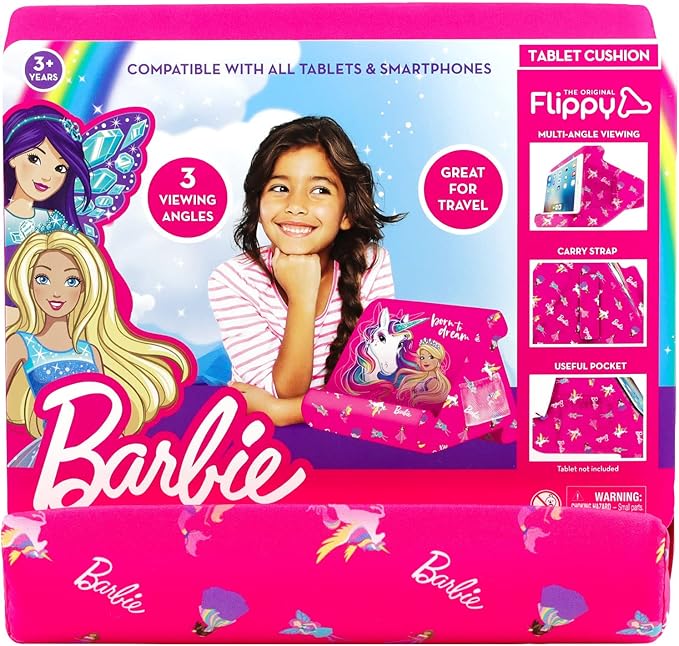 Flippy Original Tablet Pillow Stand & iPad Holder, Gift for Book Lovers & Readers, Multi-Angle Stand with Storage for Lap, Desk & Bed, Compatible with Kindle, Fire, iPad & Samsung, Barbie