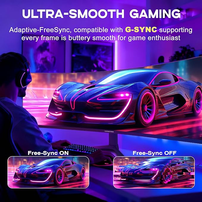 49 inch Curved Monitor with Remote, 165Hz WDQHD(5120 x 1440p) 5K Ultrawide Gaming Monitor R1500, HDR400, 3000:1 Contrast, sRGB 100%, USB-C, FreeSync, PIP/PBP, Built-in Speaker, HDMI 2.1 & DP 1.4