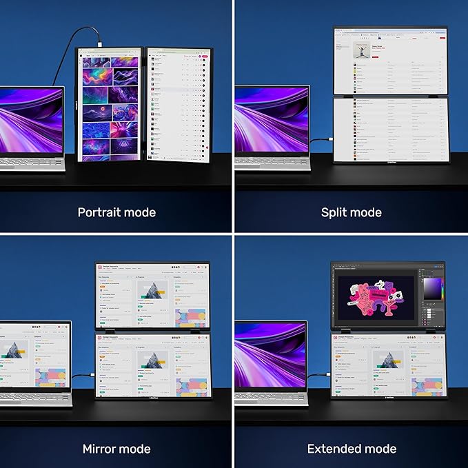 SideTrak Solo Book 15.6" Foldable Dual Screen Portable Monitor - FHD Portable Stacked Monitor, External Display for Laptop, Extender with Stacked Dual Monitors for Mac, PC, and Chromebook