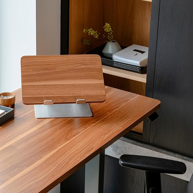 Branch Adjustable Laptop Stand - Portable Wooden Laptop Riser with Customizable Height & Angle - Foldable - Secure Silicon Grips for Home or Office - Walnut