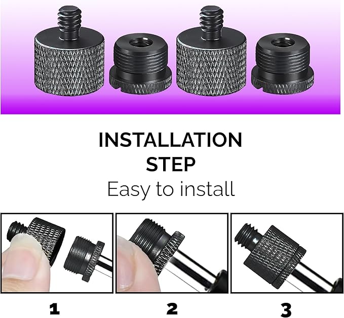 IXTECH Mic Stand Adapter Set 8 pieces Metal Microphone Stand Screw Thread Adapter 5/8 Female to 3/8 Male 3/8 Female to 5/8 Male 5/8 Female to 1/4 Male 1/4 Female to 5/8 Male Tripod Adapter