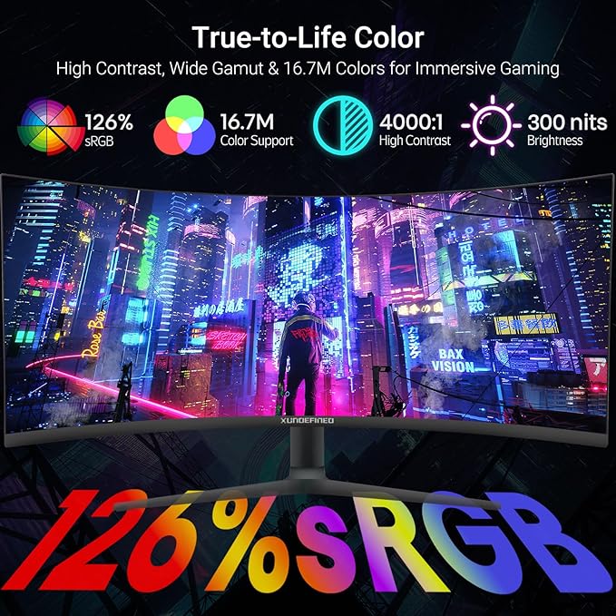 34 Inch Curved Monitor 180Hz, UWQHD 3440x1440p Ultrawide Gaming Monitor R1500 with Speaker, PIP/PBP, 4000:1 Contrast, sRGB126%, HDR, FreeSync & G-SYNC, 1ms(MPRT), HDMI/DP Port, Adjustable Stand, VESA