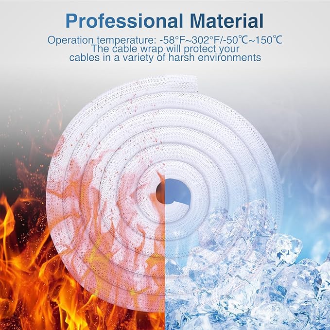 Nilight Cable Sleeve,25ft-1inch Cord Management Sleeves, Braided Sleeving, Split Self Wrapping Wire Loom for Computer Electrical Automotive Harness Protector Organizer, White