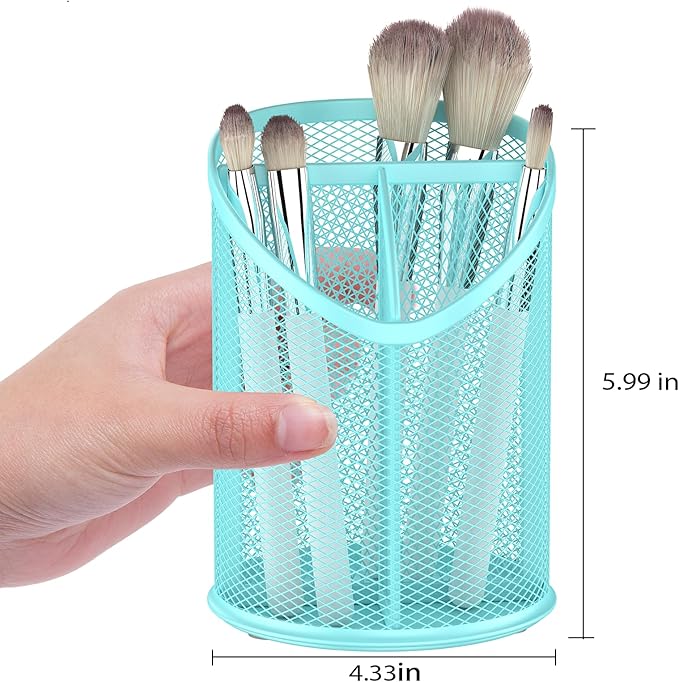 2 Pack Pen Holder Mesh Round Pencil (Blue)