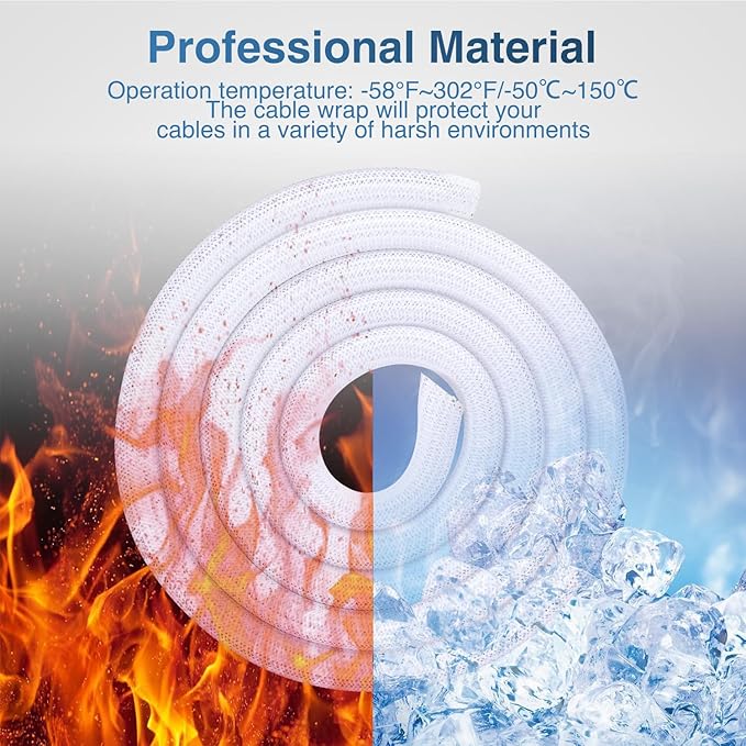 Nilight Cable Sleeve, 10ft-1/2inch Cord Management Sleeves, Braided Sleeving, Split Self Wrapping Wire Loom for Computer Electrical Automotive Harness Protector Organizer, White