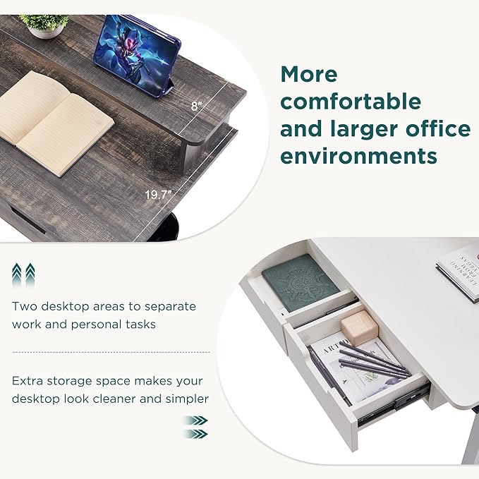 RedLemon 60 Inches L Shaped Electric Standing Desk,Height Adjustable Corner Gaming Desk with Drawers, Keyboard Tray, Power Outlets & LED Lights, Computer Desk with Monitor Shelf, Dark Rustic Oak