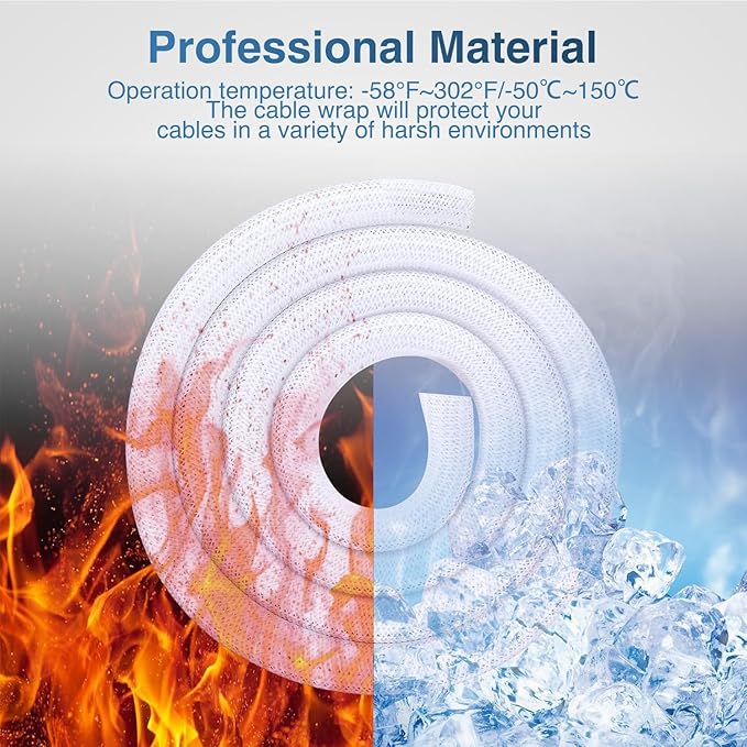 Nilight Cable Sleeve, 10ft-1inch Cord Management Sleeves, Braided Sleeving, Split Self Wrapping Wire Loom for Computer Electrical Automotive Harness Protector Organizer, White